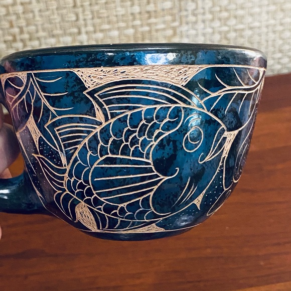 🌟HP🌟VTG 1970-80s Mexican Art Pottery Mug by Candida Jimenez Sgraffito - Picture 4 of 8